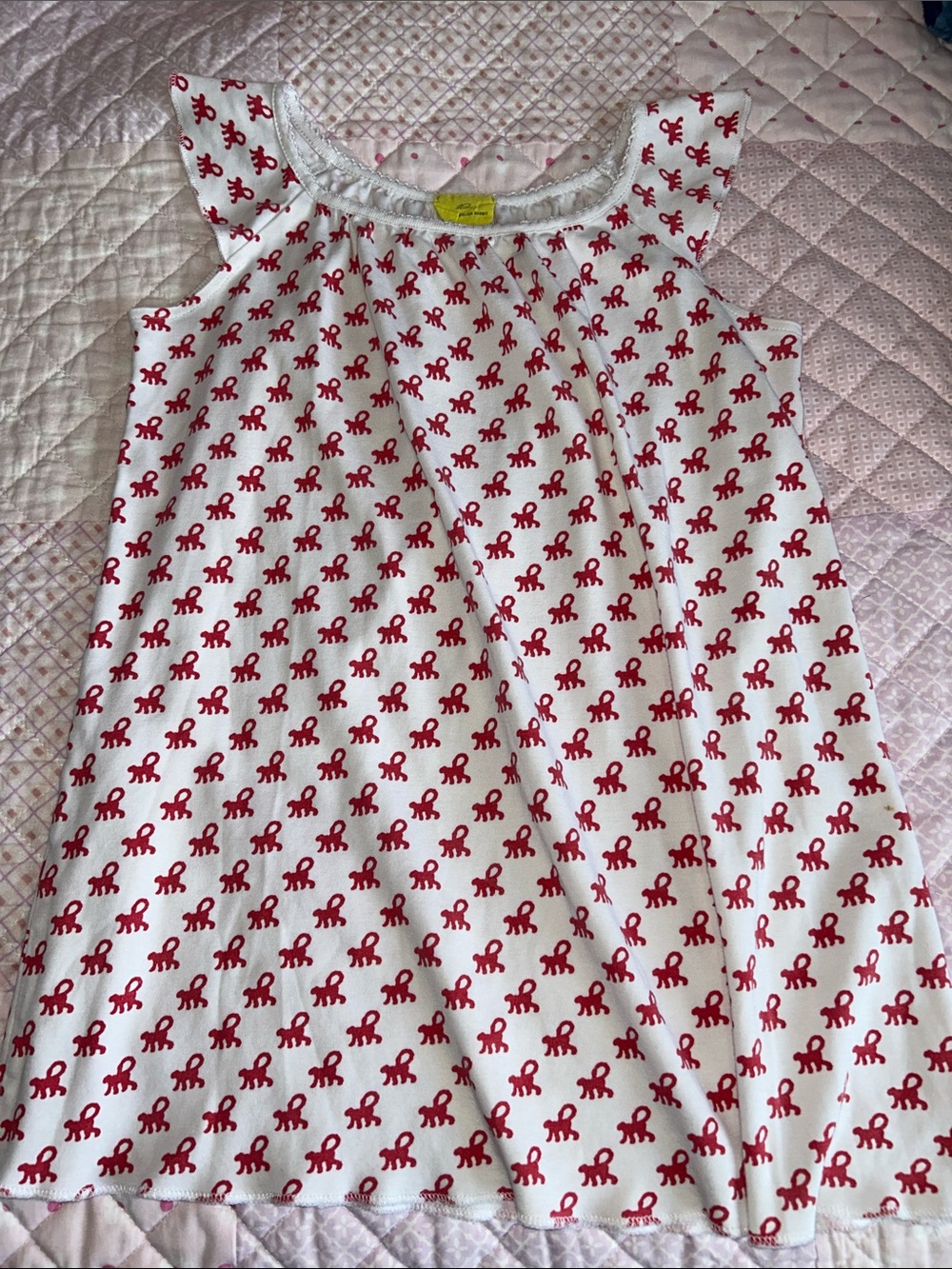 EUC ROBERTA ROLLER RABBIT White Tank Dress with Red Monkey Print size 6
